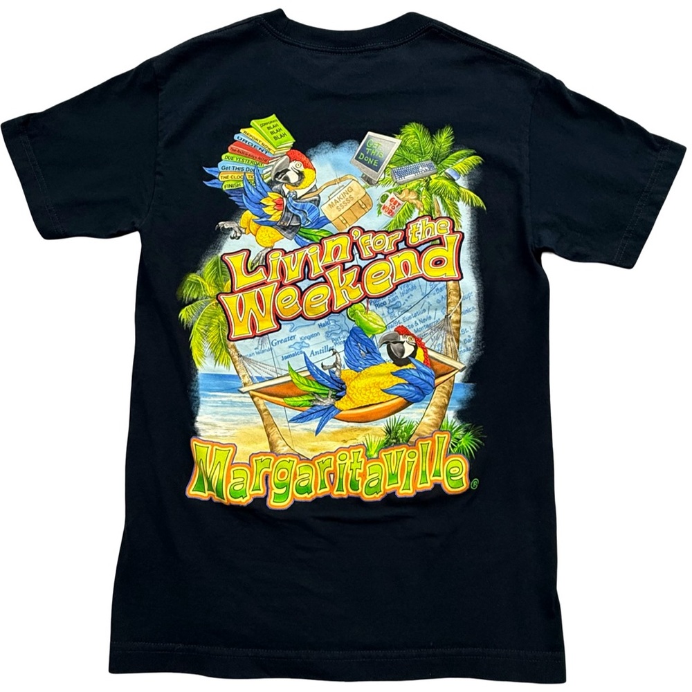 Margaritaville T-Shirt Mens Small‎ Black Grand Turk BWI Parrot Beach 100% Cotton
